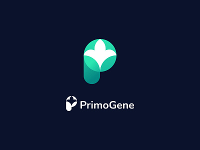 Primogene logo sample ecology leaf letterform lettermark logo mark p plant science symbol