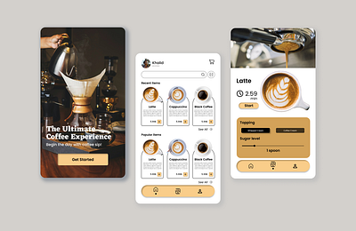 Coffee Shop App UI black coffee capacinno coffee ecommerce coffee shop latte ui