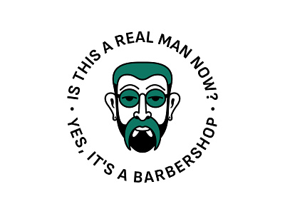 Real man barber shop logo barber barbershop beard beautiful brand face logo graphic design hair hairstyle illustration logo logotype man mark portrait premium real still symbol vector