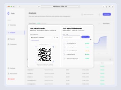 GALE : SEND INVITE crm dashboard finance invite modal