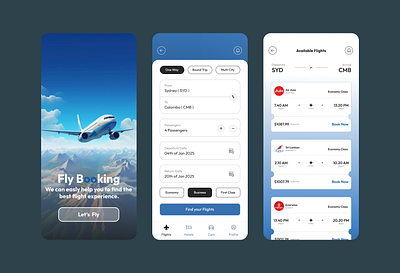 Flight Booking App UI Design design designing figma figma ui flight booking online booking app ticket booking app ui ui design