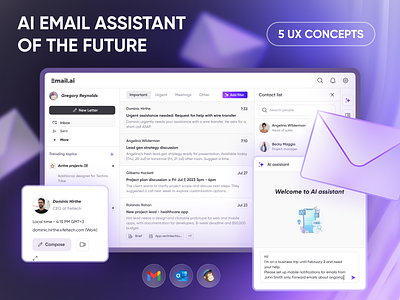 AI Email Assistant – Inbox Management, Reply & Tasks Automation ai ai designs ai interface application artificial intelligence assistant automation chatbot communication design email generation management project reply software task text work workflow