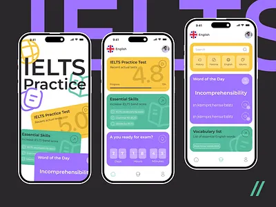 IELTS Practice Mobile iOS App android app app design app interface app screen design dashboard design education ielts interface ios mobile mobile app practice product design start up ui ux