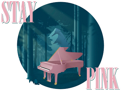 Pink Sound Illustration audio forrest graphic design green illustration illustrator jungle music nft piano pink sound tree trees vector