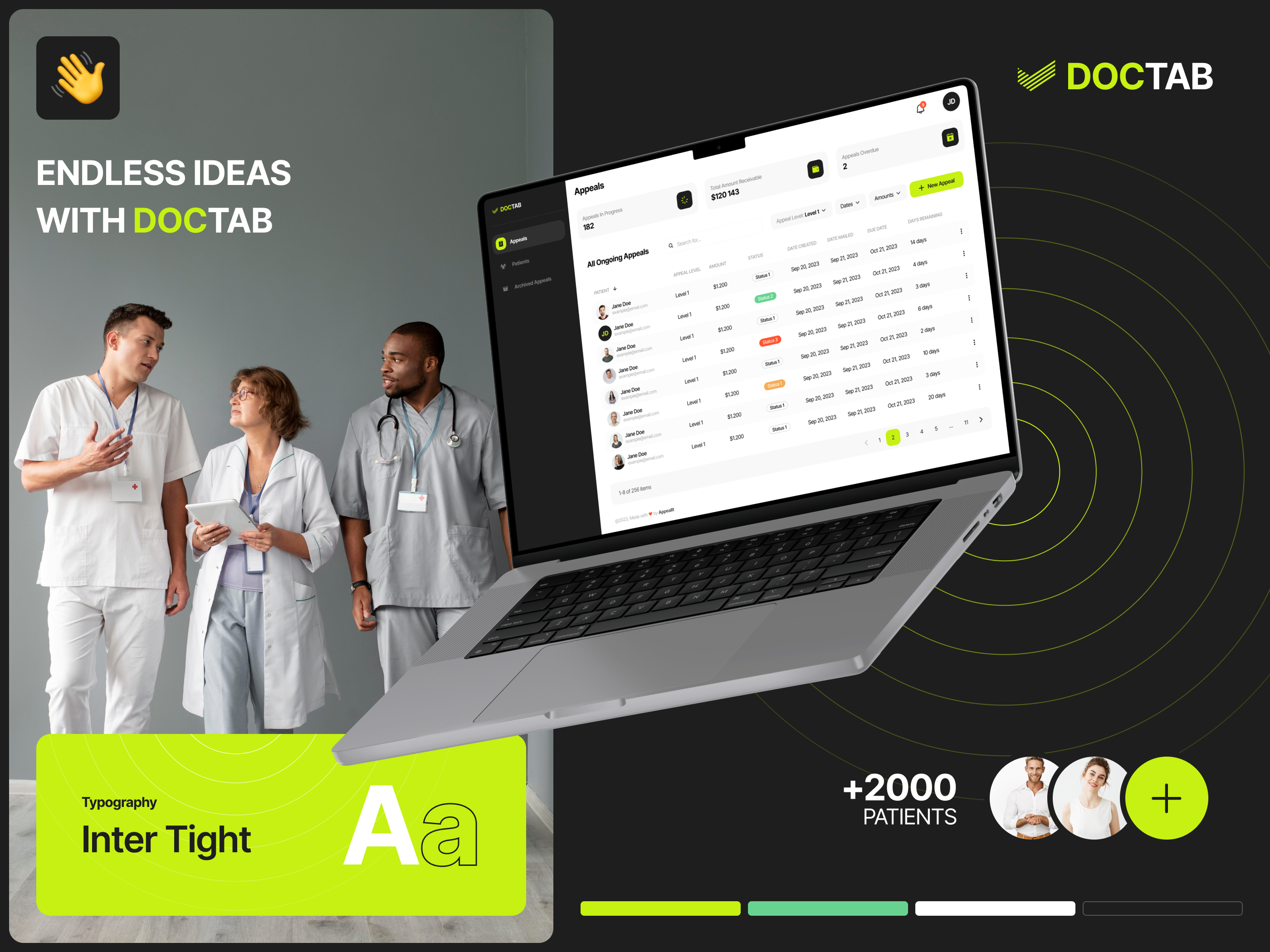DocTab - Web App For Doctors 2024 app appealing appeals dashboard design doctors hospital insurance legal documents manage managers new nsurance companies pdf trend ui ux web app web design