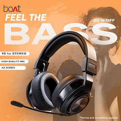 Headphone social media advertisement canva design social media advertisement post