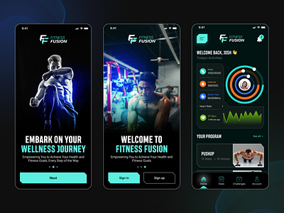 Fitness Fusion Tracker App Design fitness app fitness app design fitness app development fitness tracker mobile app fitness tracking app fusion fitness app