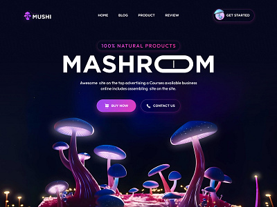 Online Mushroom Landing Page adobexd branding design figma framer design gaming graphic design homepage design illustration landing page logo mushroom landing page mushroom ui ux design mushroom website design trendy 2024 trendy website design ui ux webflow design website design