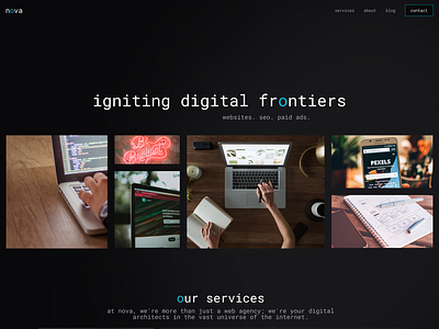 nova agency website dark mode tech design website design