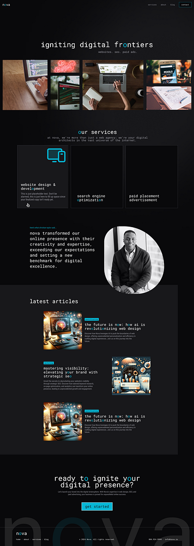 nova agency website dark mode tech design website design