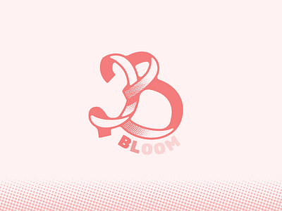 The logo for "Bloom" Flower Shop b bloom flower halftone logo pink shop