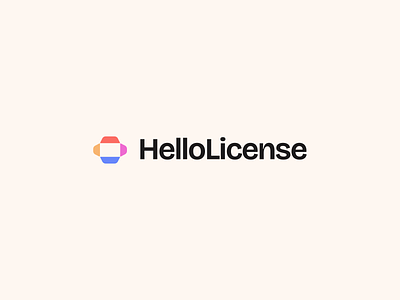 HelloLicense | Logo Design by Logolivery.com abstract balance blue brand identity branding bricolage grotesque design graphic design logo logolivery logotype pink red vector yellow