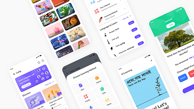 Language Learning Application ai app application bengali concept design duolingo figma indian language learning local mobile prototype ui urdu ux