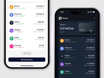 Vevn - crypto app design ui