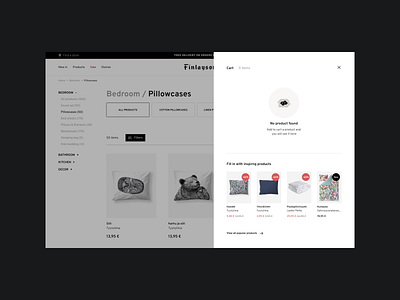 Finlayson - empty cart design desktop e commerce ui ux website