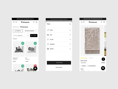 Finlayson design e commerce mobile ui ux website