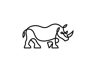 Rhino animal animals art branding design graphic design icon illustration line logo logo designer mark minimal monoline rhinoceros simple single strand string symbol