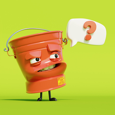 Bucket? 3d animation bucket cartoon character design colorful funny game art graphic design illustartion kids motion graphics strong