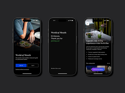 World of Mouth app app design food subscription ui ux welcome