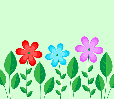 spring flowers growing with green leaves pattern 70s 80s card cartoon cherry doodle flower garden green groovy growing lavender leaf leaves pattern retro seamless spring summer vector