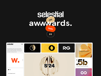 Selestial on Awwwards award awwwards design desktop figma logo nominee orange sevice space subscription vote web