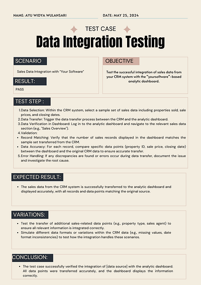 Scenario for QA