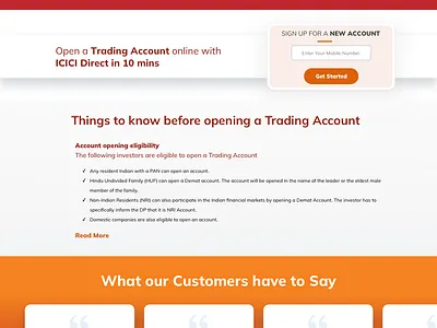 Trading Account Page Design branding landing page sketch user interface uxui design webpage