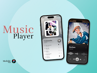 Music Player Mobile App and Mockup Design design figma graphic design mobile app mockup new template ui web design