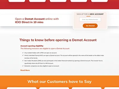 Demat Account Page branding interface design landing page ui design uxui design webdesign
