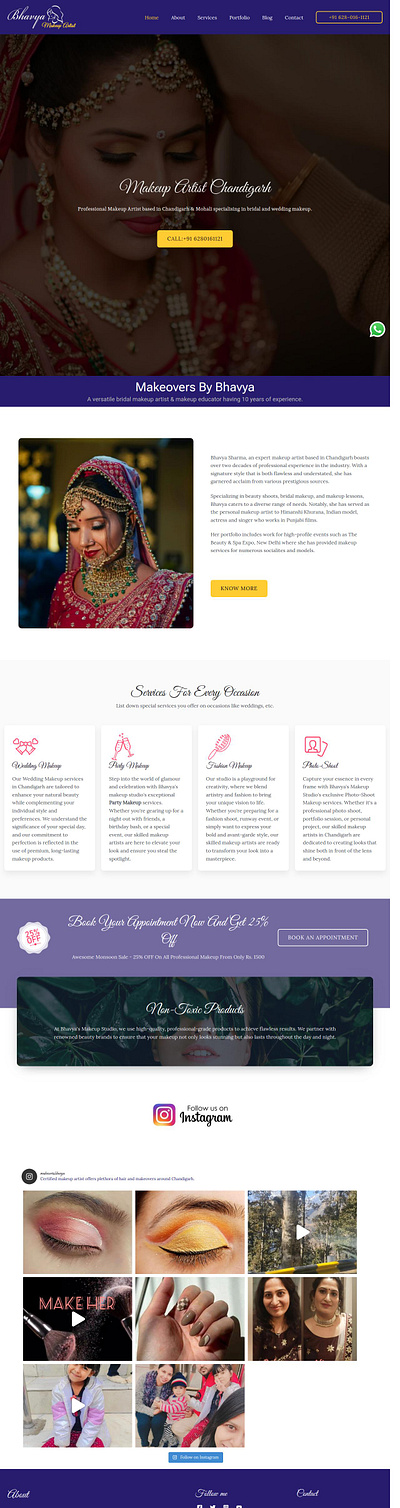 Makeup Artist Chandigarh - Bhavya Sharma Landing Page branding graphic design logo