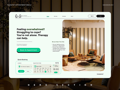Therapist Appointment Web UI-Ms. Theresa appointment consultation designinspiration figma landing page minimal services therapy ui uiux web design