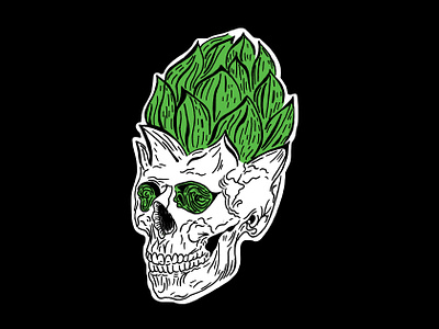 Hoptimist Beer Skull beer bones branding brewery brewing dark dead death design hop hoptimist horror icon illustration ink original skeleton skull tattoo vector