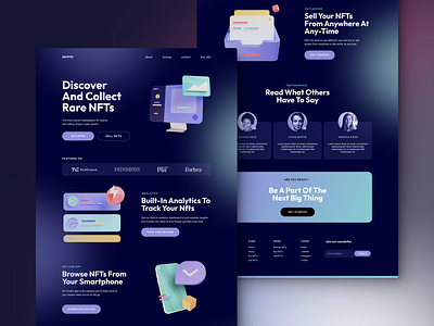 Krypto Landing Page - Flux Academy 3d assets blue crypto design landing page purple tech ui webdesign