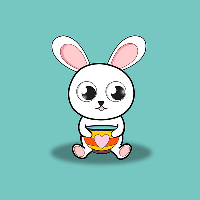 A cute bunny holding a Bowl 3d animation branding client work design graphic design illustration logo motion graphics ui ux vector