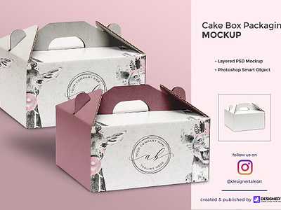 Cake Box Packaging Mockup cake box mockup cardboard box mockup label mockup mockup template packaging box mockup photoshop mockup