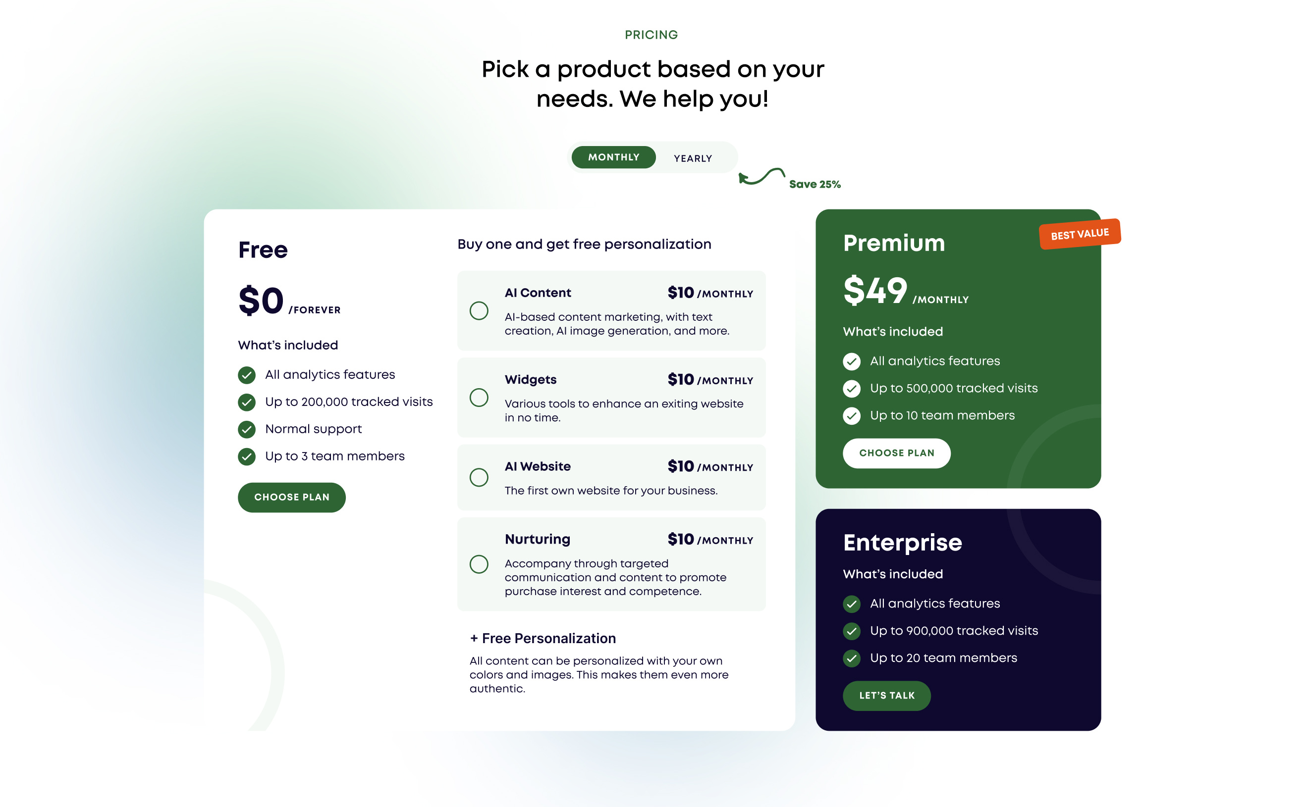 UX - UI | Pricing section for a product design minimal packages pricing pricing section research ui ui design ux