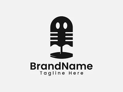 Logo Design Concept "Ghost + Podcast" brand identity company design ghost illustration logo design logotype microphone minimalist modern podcast podcastshow