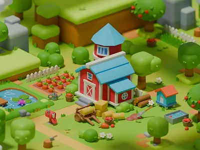 Farm house 3d 3dart blender concept drawing illustration