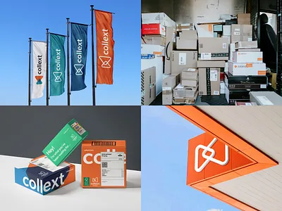 Collext | Collateral box buidling delivery flag graphic design logistics logo manchester mockup package packaging parcel shipping van vector visual identity warehouse