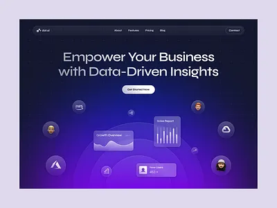 Concept: Data Analyst Hero black card chart circle dark data design gradient graph graphic design hero pattern purple purple gradient saas texture ui website