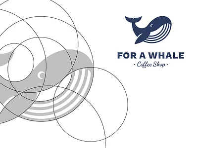 "For a Whale" Coffee Shop Logo Design animal brand identity branding coffee coffee shop concept contemporary creature fish graphic design illustration logo logofolio minimalist modern ocean round sea whale