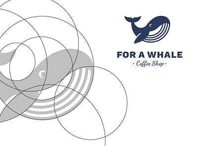 "For a Whale" Coffee Shop Logo Design animal brand identity branding coffee coffee shop concept contemporary creature fish graphic design illustration logo logofolio minimalist modern ocean round sea whale