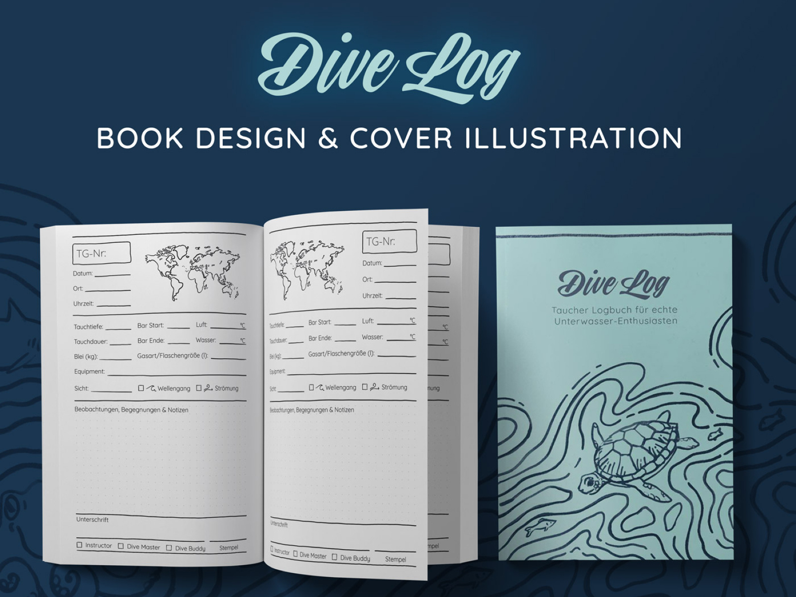 Dive Log Book Design & Cover Illustration by Bea Zeuner on Dribbble