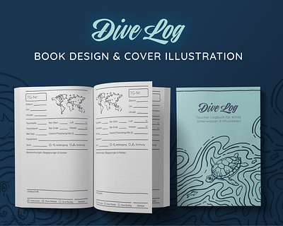 Dive Log Book Design & Cover Illustration adobe fresco blue book cover book cover design book design branding cover design design digital illustration dive log drawing graphic design hand drawing hand drawn illustration illustrator layout procreate retro turquoise