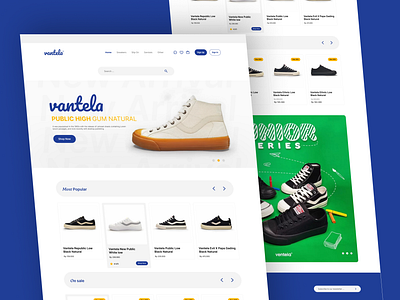 Vantela - Website E-Commerce blue dribbble web e commerce modern web sepatu vantela shoes ui ui design vantela shoes web web e commerce web shoes web vantela website