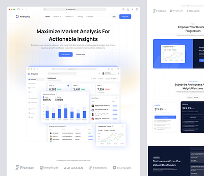 Analytico | Landing Page Saas 3d analytic animation branding graphic design landing page logo market mockup motion graphics ui user experience user flow user interest user interfaces ux website design