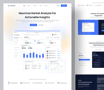 Analytico | Landing Page Saas 3d analytic animation branding graphic design landing page logo market mockup motion graphics ui user experience user flow user interest user interfaces ux website design