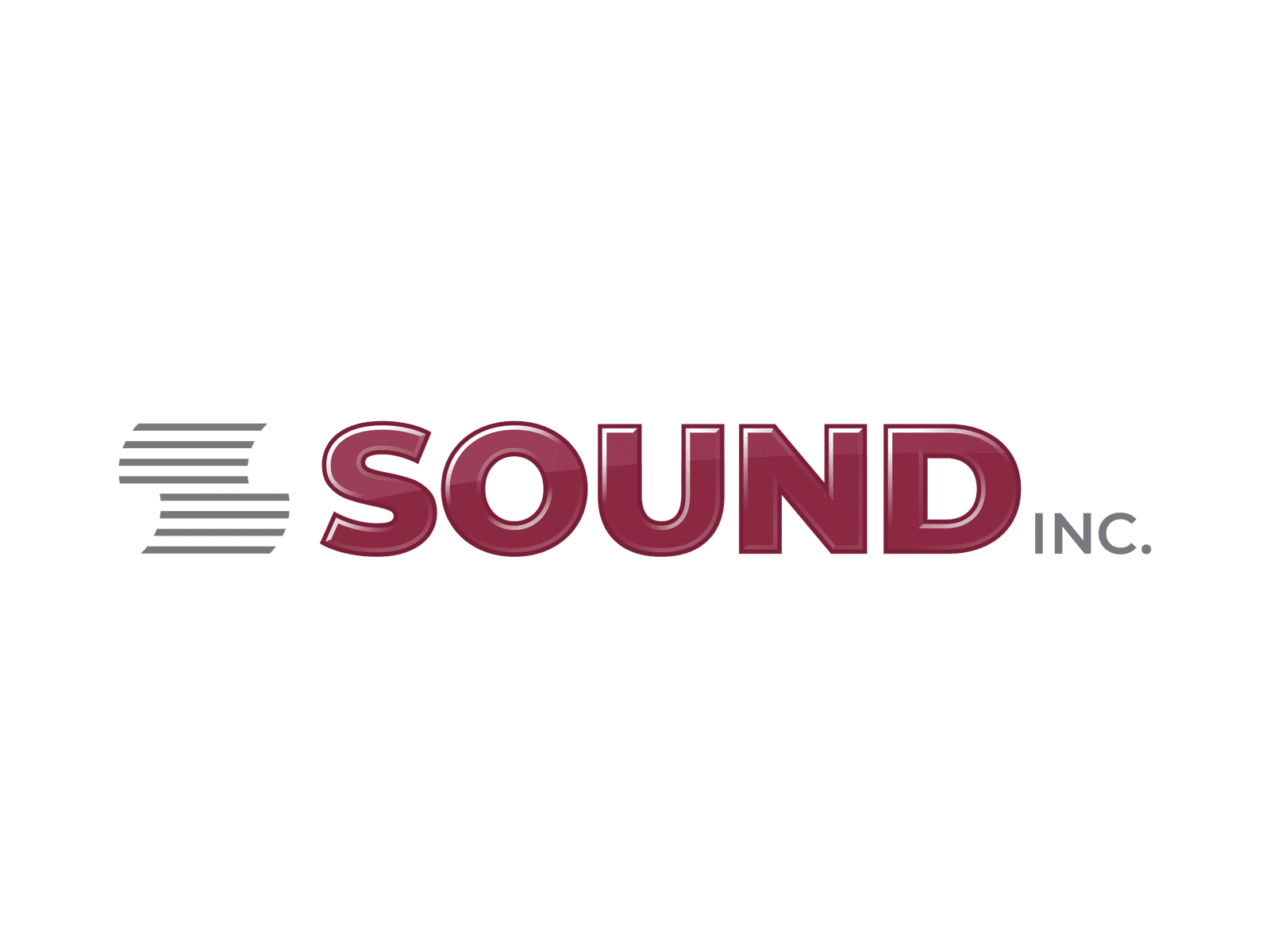 Sound Incorporated - Logo Refresh Concept 3d bars branding burgundy chicago clean glossy gray highlight identity logo logotype mark modern refresh sans serif simple sophisticated sound waves