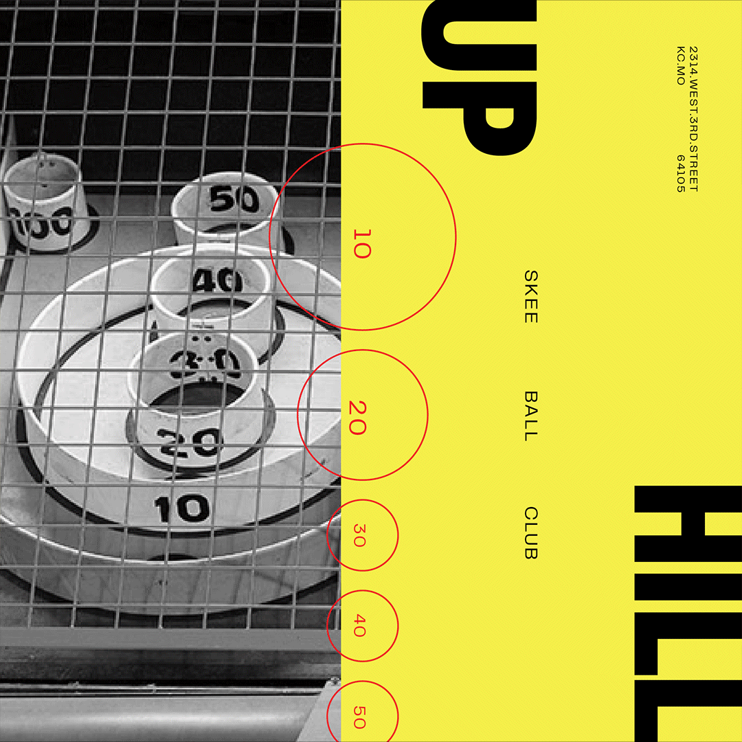 UpHill Skee-Ball Club brand branding club design icon logo mark skew ball typography