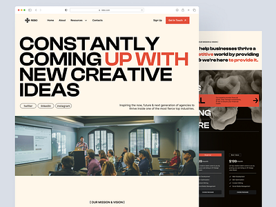 Rebo - Consultant Business Agency 2024 agency agency website bento bento box bento grid branding creative creative agency design digital studio framer graphic design illustration personal website portfolio studio creative ui website sass